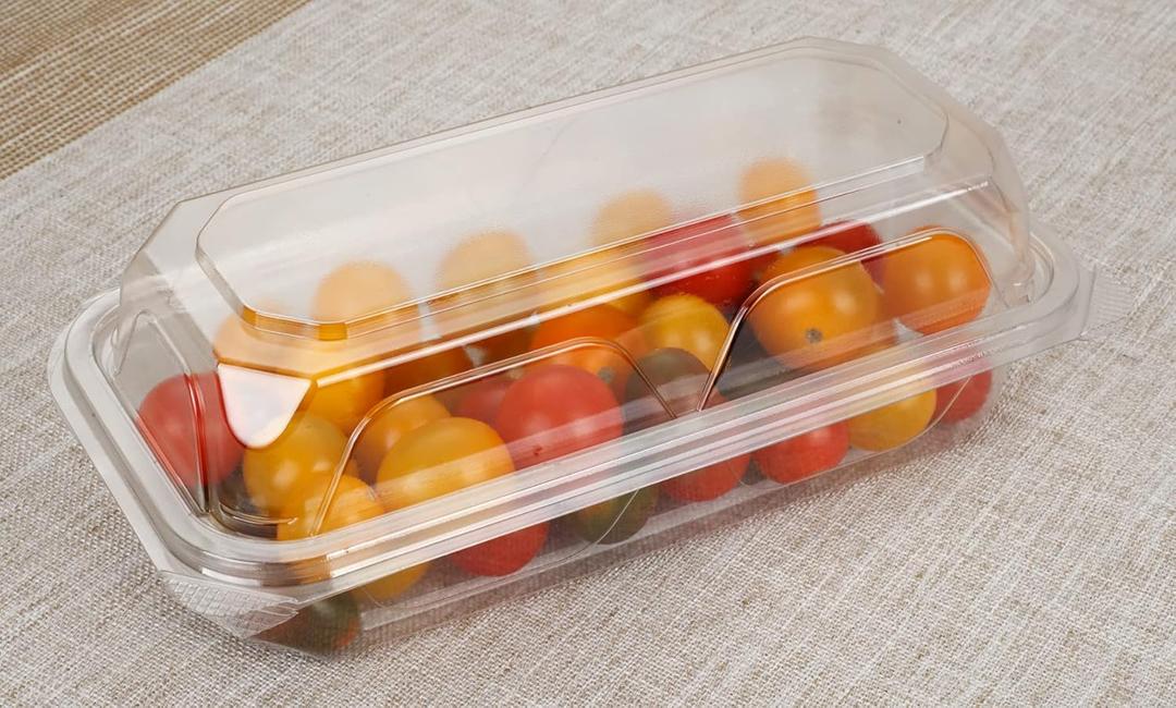 Golden Apple, Clear Plastic Square Hinged Food Container, 5" Length x 9" Width x 3" Depth, 20pieces