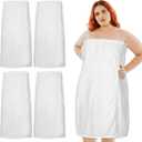 Tigeen 4 Pcs Spa Wrap Towel Wrap for Women Spa Robe with Adjustable Closure Elastic Top Lightweight Wraps for Bath Shower(L-XL,White)