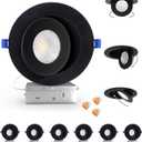 Aosclex 6 Inch 5CCT Gimbal LED Recessed Lighting with Jbox, 360+90 Adjustable Directional Downlight, Dimmable Eyeball Canless Recessed Lights, 2700K-5000K Selectable, 15W 1700LM, ETL (Black, 6 Pack)