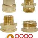 4 PCS Commonly Used Brass Garden Hose Connectors Set, 1/2" NPT To Garden Hose Adapter, 3/4" GHT To 1/2" NPT, Garden Hose To Shower Adapter, Female To Female Hose Adapter, GHT to NPT Adapter