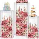 3Pcs Cylinder Pedestal Stands, Transparent Round Pedestal Display Plinth Pillars for Wedding Ceremony Birthday Parties Art Decor