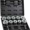 Orion Motor Tech Bushing Press Kit, 27pc Pull and Press Sleeve Kit for LCV HGV Engine Cars Vehicles with 22 Press Sleeves, Seal Bearing Bushing Removal Tool Kit with 5 Pulling Spindles with Nuts Case (Black)