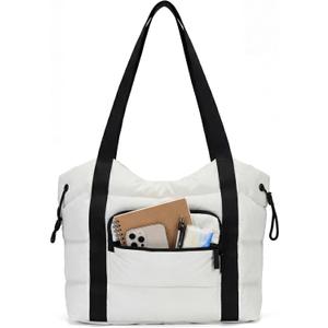 Puffer Tote Bag for Women, Lightweight Quilted Shoulder Bag with Multiple Pockets