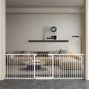 Extra Wide Baby Gate with Door 85.7-101.5 Inch Pressure Mounted, Auto Close Child Baby Gates for Doorways No Drill, Walk Through Dog Gate Indoor for The House, White