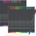 Fineliner Pens, 40 Colours Extra Fine Tip Felt Tip (0.38 mm) with 6 Stencils, Fine Tip Felt Pen Perfect for Precision Drawing, Writing, Branding, Calligraphy, Journal