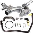 Mocar7 Aluminum Engine Coolant Housing Assembly Water Outlet Compatible with Chevy Cruze Sonic Trax Buick Encore 1.4L L4 2011 2021 with Inlet Hose and Oil Cooler Hose