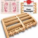 Brookstone Wooden Foot Roller Massager - Deep Tissue Reflexology & Trigger Point Therapy for Plantar Fasciitis, Arch & Heel Pain Relief - Portable Manual Massager, Ideal Gift for Home or Travel (Oak Large)