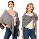 cysiyu Ponchos for women, Pashmina womens shawl, Knitted shawls and wraps cardigan cape wool, Solid color scarf, Daily wear (Khaki)