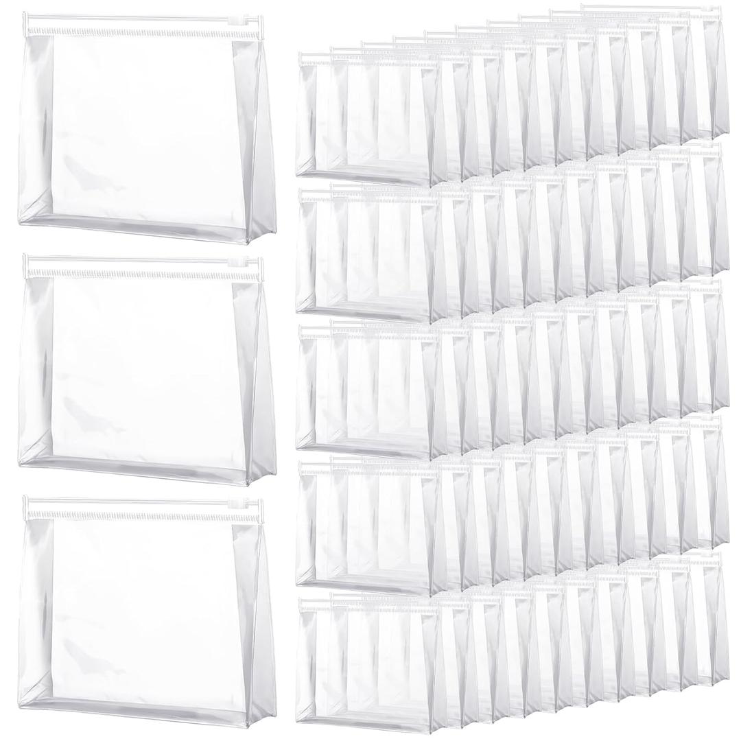 Xuniea 50 Pieces Mini Clear Makeup Bag Small Clear Zipper Pouch Travel Bag for Toiletries Plastic Cosmetic Organizer Waterproof for Women Men Vacation(9.84 x 7.09 x 2.56 in,Transparent)