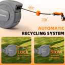 Retractable Garden Hose Reel, 1/2 inch x 100 ft Water Hose Reel Wall Mounted, Any Length Lock, Slow Auto-Rewind, 180Swivel Bracket & 10 Pattern Nozzle