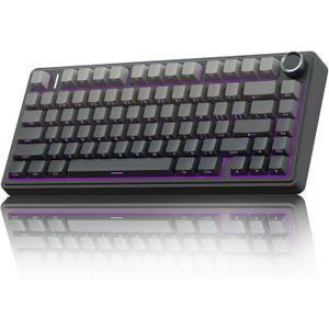 AULA F75 Pro Wireless Mechanical Keyboard,75% Hot Swappable Custom Keyboard with Knob,RGB Backlit,Pre-lubed Reaper Switches,Side Printed PBT Keycaps,2.4GHz/USB-C/BT5.0 Mechanical Gaming Keyboards