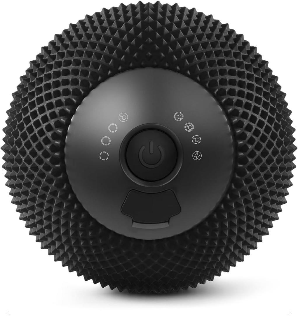 Vibrating Massage Ball with Heat, 7 Modes, Memory, Myofascial Release, Deep Tissue Muscle Recovery Ball for Trigger Point Massage - Foot, Neck, Leg, Back & Hip Flexor Release Tool (Black)