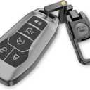2 x For Ford Key Fob Cover with Keychain.No Screws Required for Installation. Compatible with Ford Fusion Mustang F150 Edge Explorer And Lincoln MKZ MKC MKX(Frosted Matte Gray, Model 2)