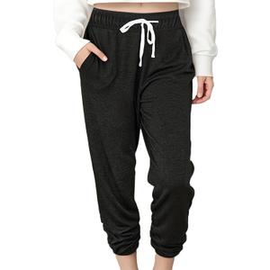 Women Baggy Sweatpants with Pockets Lounge Womens Pajama Pants Female Trouser (Black, M)