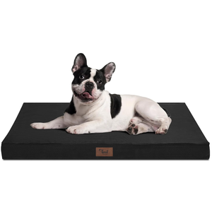 Outdoor Dog Bed for Medium Dogs, Waterproof Dog Bed for Medium Dogs Cats, Orthopedic Egg Crate Foam Pet Bed with Washable and Removable Oxford Cover, Black, 30.0"L x 20.0"W x 3.0"Th 