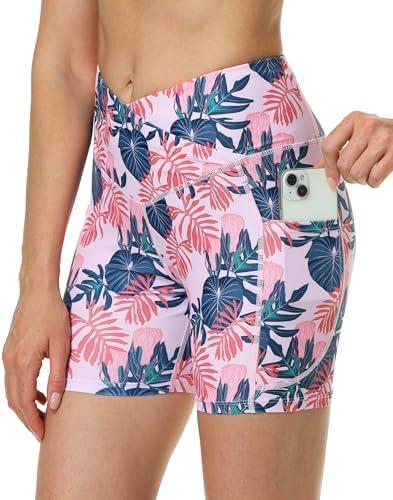 High Waisted Swim Shorts for Women Tummy Control Board Shorts Womens 5" Inseam Swimming Swimsuit Bottoms Ladies Quick Dry Bathing SuitNavy Leaf, Size: 3XL