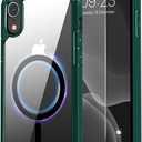 Amizee Magnetic Case Compatible with iPhone XR Case [Compatible with MagSafe] with Screen Protector Clear Back Shockproof Protective Phone Case (Green)