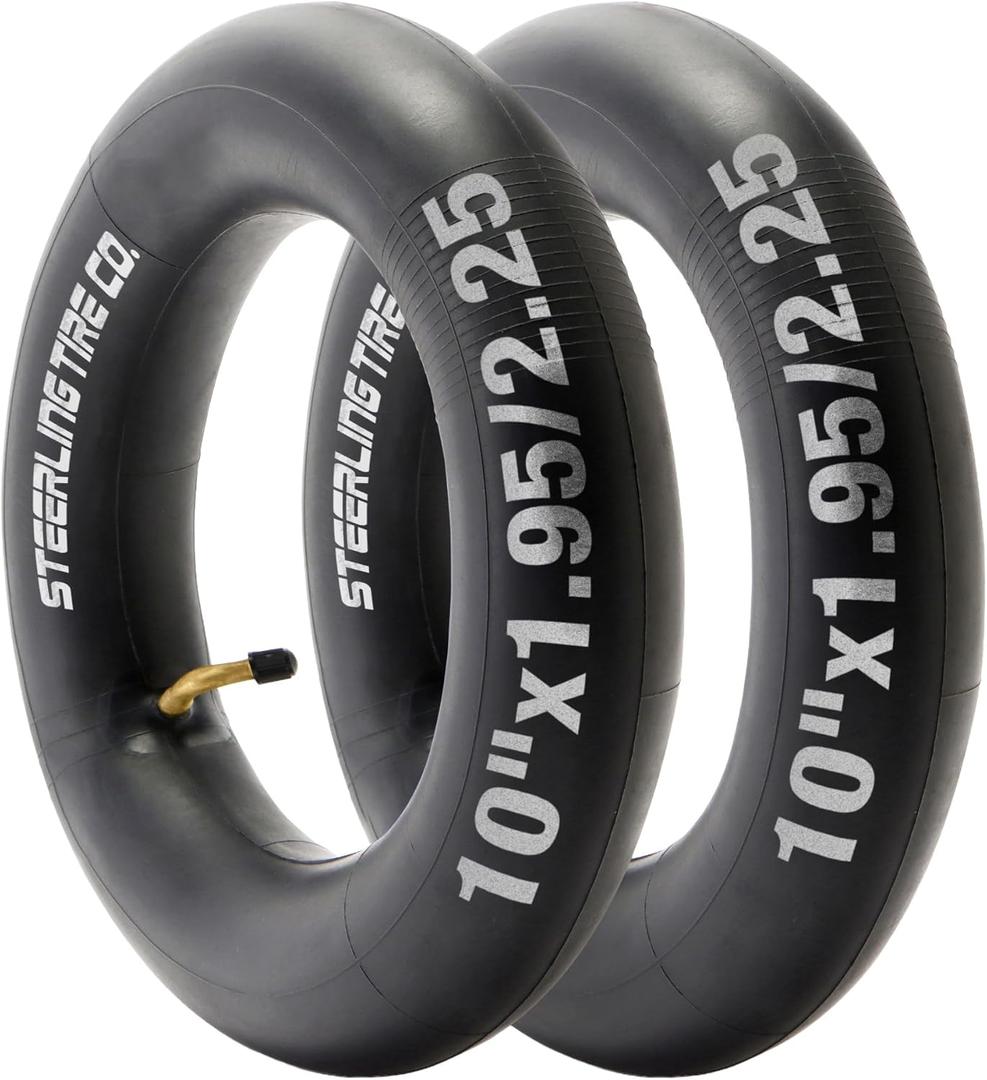10x2 Inner Tube for Scooters & Power Chairs with an Angled Valve Stem (2-Pack) - Thorn Resistant & 3X Thicker Than OEM - Compatible with 10x1.90 10x1.95 10x2 10x2.25 & 54-152 - by Steerling Tire Co.