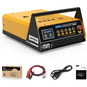 AUTOOL Flash Reprogramming Power Supply 120 Amp, Car Battery Charger with Battery Repair Mode, Flash Reprogrammer & Adjustable Power Supply w/ 6.5ft Cables, HD Display
