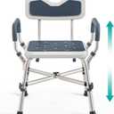 PELEGON Shower Chair for Elderly and Disabled (450lb) with Padded Armrests and Back, Adjustable Height Shower Seat, Heavy Duty Shower Chairs for Inside Shower, Handicap - Blue
