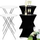 GUAGUA 32" 2PCS Round Plastic Folding High Top Table - Versatile Bar, Cocktail & Portable Pub Table for Parties, Bistro & Events (2PCSWhite Set C)