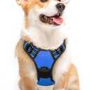 Eagloo Dog Harness Medium Sized Dog, No Pull Service Vest with Reflective Strips and Control Handle, Adjustable and Comfortable for Easy Walking, No Choke Pet Harness with 2 Metal Rings, Blue, M