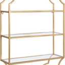 Kate and Laurel Leanna Scalloped Three-Tiered Wall Shelf, 20 x 6 x 32, Gold, Decorative Floating Shelf Storage and Wall Organizer for Bathroom Over Toilet Storage or Display