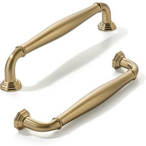 khtumeware 2 Pack 5 Inch(128mm) Brushed Brass Cabinet Pulls Warm Gold Cabinet Handles Heavy Duty Solid Cabinet Hardware for Cupboard Drawer Pulls Dresser Handle