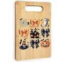 RYYCDOI Witchy Halloween Cutting Chopping Board for Kitchen, Halloween Kitchen Decor, Coquette Bow Spooky Ghost Pumpkin Bamboo Cutting Boards for Friends Family Party Hostess