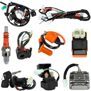 Complete Wiring Harness Kit Fits for GY6 150cc 152QMI 157QMJ Scooter 4 Wheeler Go Kart 4 Stroke Coolster Engine Parts with Regulator Solenoid Ignition Coil CDI Startor Starter Relay