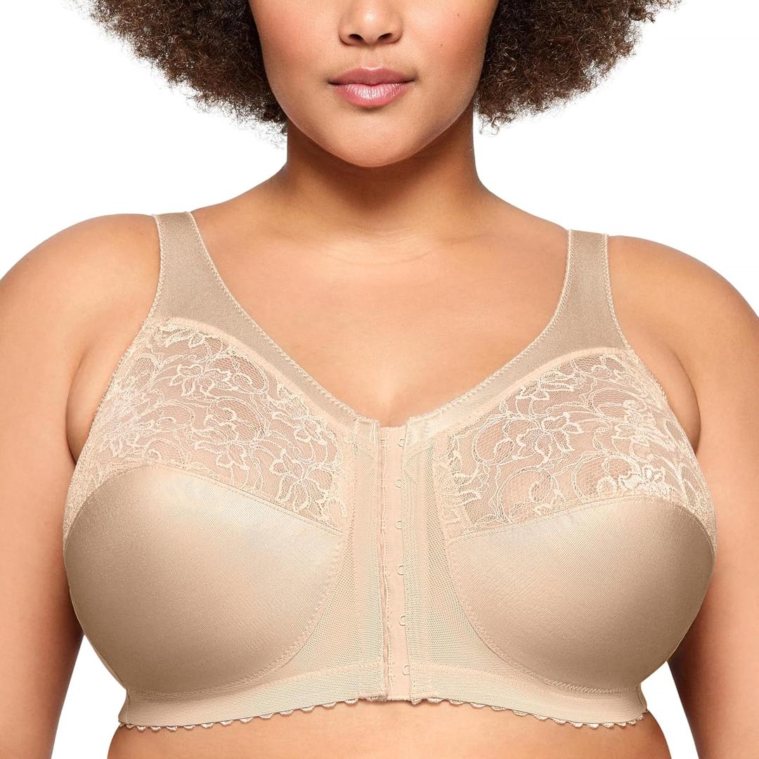 Glamorise Women's Full Figure MagicLift Front Close Support Bra #1200 (52G)