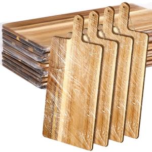 Patelai 12 Packs Acacia Wood Cutting Board Set with Handles 21.5 x 8.7 Inch Large Kitchen Serving Plain Chopping Board Bulk Gifts for Mom for Vegetables Meat Pizza Cheese Fruit Bread, 21.5 x 8.75 Inch
