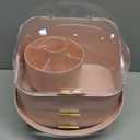 lurcns Makeup Organizers and Storage Make up Organizer for Vanity Cosmetics Skincare With Lid and Drawers Display Cases for Countertop Bathroom Women Teenager Girl Gifts(Pink+Brush Holder)