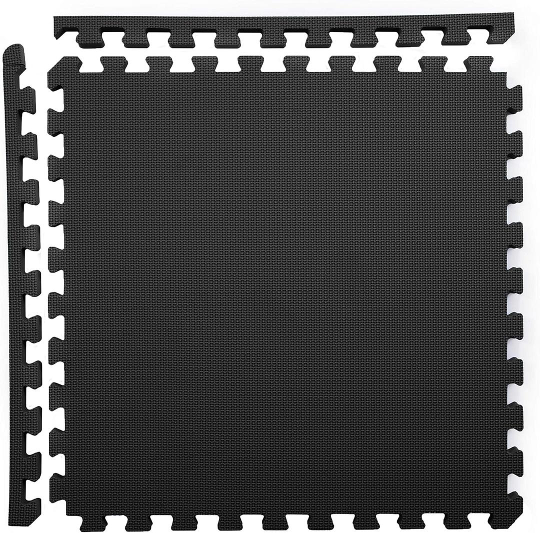 Flooring Inc's Puzzle Exercise Mats, EVA Foam Interlocking Floor Mats for Protective, Cushioned Workout Flooring for Home and Gym Equipment, Multiple Sizes & Colors (1" Thick, Black)
