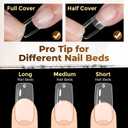 UNA GELLA Square Fake Nails, 504pcs Gel Nail Tips Clear Press on Nails Pre-shape for Full Cover Square Nails French False Nails For Nail Extension Nail Art Home DIY 12 Sizes False Gelly Tips
