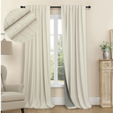 Burlap Colored Blackout Curtain 84 Inch Length 2 Panel Faux Linen Modern Farmhouse Living Room Darkening Curtain for Bedroom Window Black Out Drape for Sliding Glass Door Back Tab 7ft Long 52x84 Beige