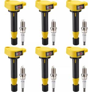 SPARKWHIZ Ignition Coil Pack UF242 & Iridium Spark Plugs 7098, Compatible with Honda Accord Odyssey Pilot Acura TL CL RL Saturn 3.0L 3.2L 3.5L V6, Replacement for GN10168 C-511 C1221/C1462 90919-02247