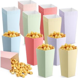 Jingmore 60 Pcs Large Pastel Popcorn Boxes Easter 7.8 Inches Tall Popcorn Container Assorted Color Snack Candy Buckets Holders for Wedding Movie Night Birthday Party Decorations