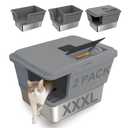 Ixaro XXL Enclosed Stainless Steel Litter Box with Lid, High Sided Metal Litter Pan Large with Litter Catch Step & Walkway Entry,Top Filter Holds Activated Carbon, Dual Odor Control,Easy Clean,Gray