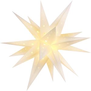 23" White LED Moravian Star Outdoor Light,Waterproof 3D Christmas Tree Topper Lamp with Timer Function,Hanging Outdoor Christmas Light for Holiday Porch Room Party Decoration (23 inch)