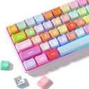 Womier Cute Keycaps, Cat PBT Keyboard Keycaps, MOA Profile Dye-Sublimation Rainbow Candy Key Caps for 60 65 75 100 Percent Cherry MX, Kailh, Outemu, Gateron Mechanical Keyboard(Colour)
