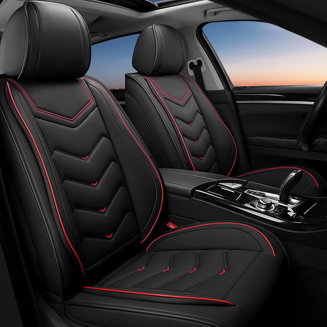 Car Seat Covers Fit for Ford transit-250 2000-2026, Stylish Sport Seat Covers, Waterproof Wear-Resistant Premium Nappa Leather Car Seat Cover.(2 Pcs Front/Black)