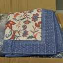 Oversized Queen Bedspreads 102"x120" - 100% Cotton Super King Quilt, Vintage Floral Pattern, Extra Large Lightweight Reversible Quilted Bedspread Coverlet, 3 Pcs, Blue/Red