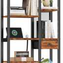 Furologee 6 Tier Bookshelf with USB Ports and Power Outlet, Double Tall Book Shelf with Drawer, Wide FreeStanding Shelf Units, Reversible Storage Rack for Bedroom, Living Room, Bathroom, Rustic Brown