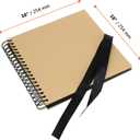 SINJEUN 3 Pack 10 x 10 Inch Scrapbook Album,150 Pages Kraft Paper Cover Photo Album Scrapbook Black Pages with Ribbon and Corner Stickers, Book Wedding Guest Book Anniversary