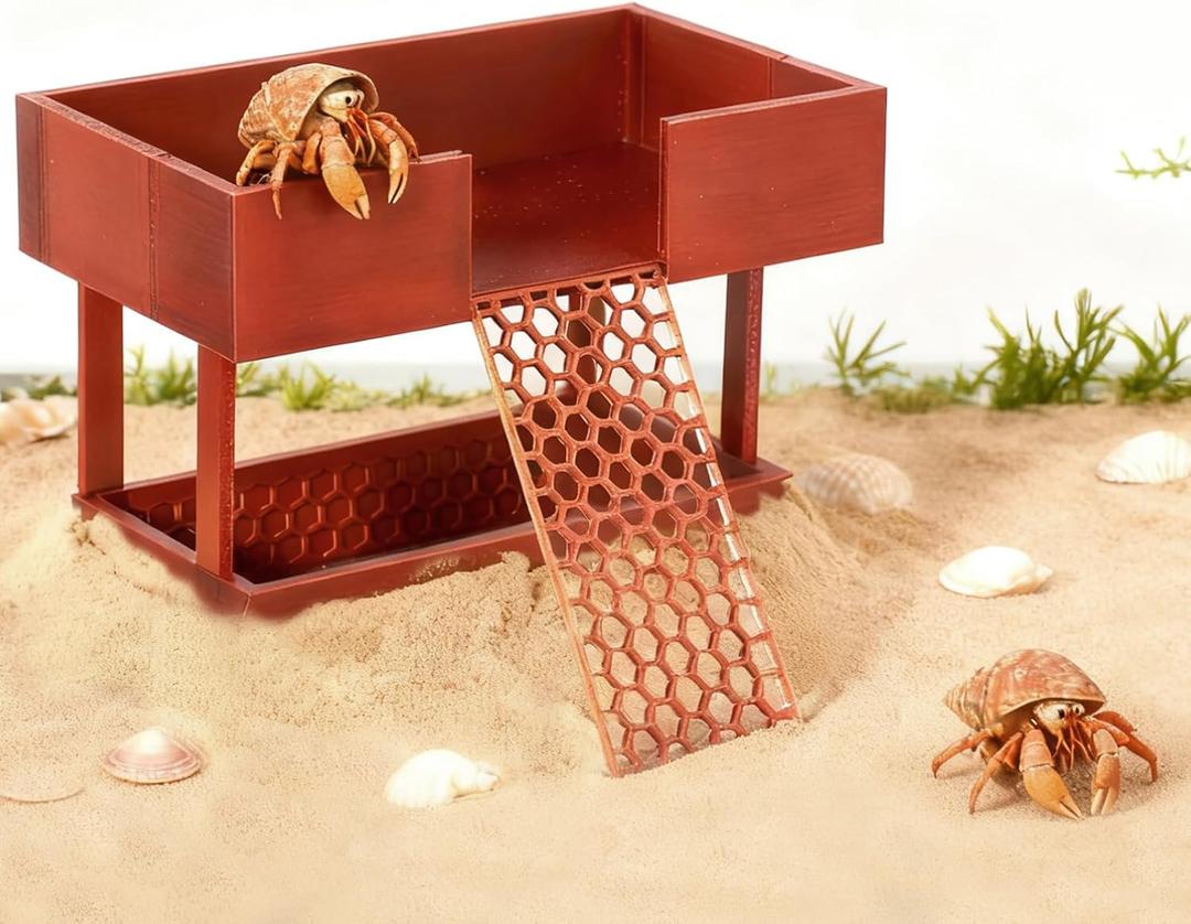 Hermit Crab Water Bowl with Climbing Platform, Rest Platform for Hermit Crab, Reptile Habitat Toy Decoration Accessories