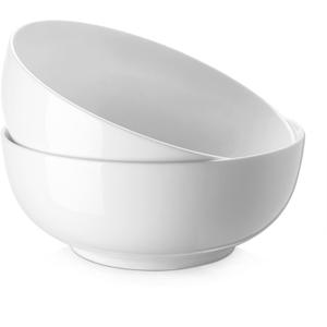 DOWAN Salad Bowls, Large Pho Bowls, 8" White Centerpiece Bowls for Nut, Pasta, Soup, Side Dishes, Ramen, Fruit, Kitchen Decor, Microwave & Dishwasher Safe, 56 Ounce, 2 Pcs