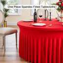 Outpain 6 Pack Red 72inch Spandex Round Tablecloths Stretchy 132inch Fitted 6FT Round Table Cloths, Wrinkle Free Table Cover with Skirt for Wedding Party Dining Banquet