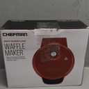 Chefman Anti-Overflow Belgian Waffle Maker w/Shade Selector, Temperature Control Mess Free Moat, Round Iron w/Nonstick Plates & Cool Touch Handle, Measuring Cup Included, Red