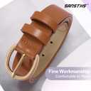 SANSTHS Fashion Womens Waist Belt with Exquisite Gold Buckle, Women Belt for Jeans Dresses Skirts Office Wear, BrownL